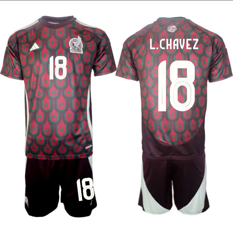 Men 2024-2025 Season Mexico home red #18 Soccer Jersey